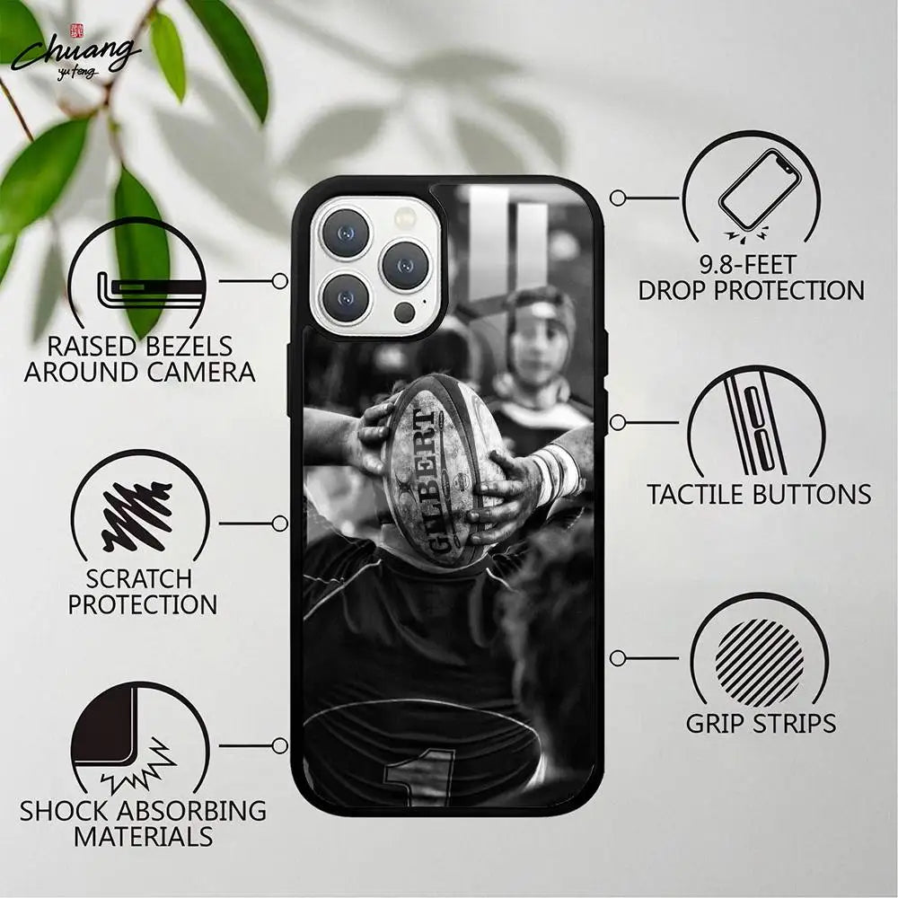 Rugby Sport iPhone Case Frosted Mirror Cover 11–16 Pro Max iPhone Phone Case Axl iPhone16plus z4