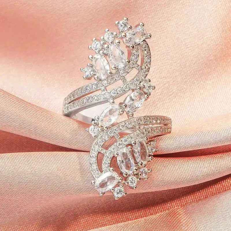 Huitan Women's Cubic Zirconia Pave Wedding Band Ring Fashion Ring Axl Q714 9