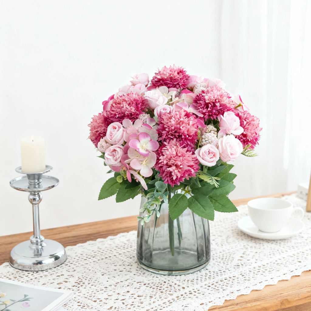 Silk Artificial Rose & Chrysanthemum Bouquet | Wedding Décor Artificial Flower Bouquet Axl
