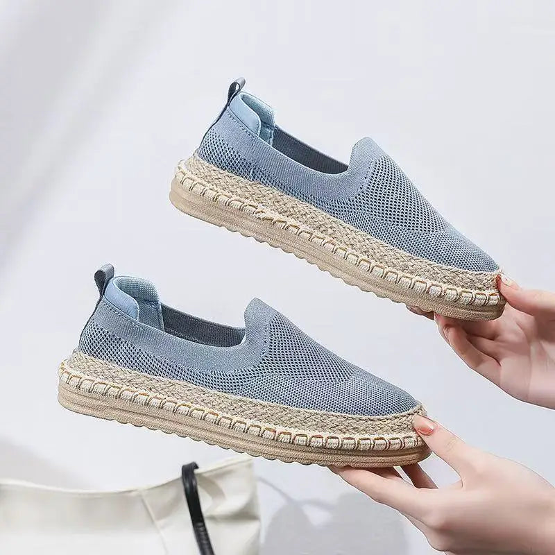 Women's Breathable Mesh Flat Slip-On Shoes | Summer Casual Women's Flat Shoes Axl Blue 35