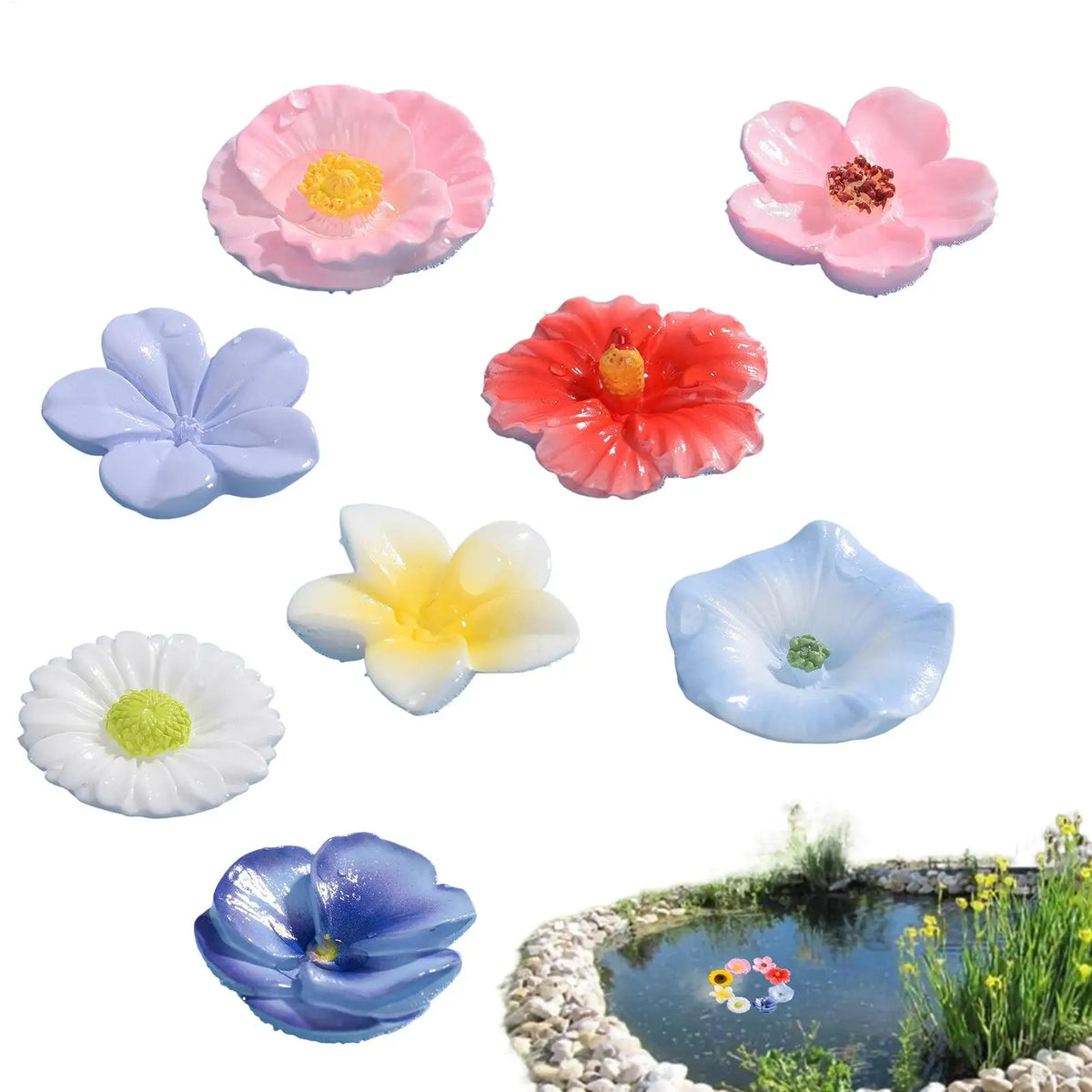 8-Piece Floating Flower Bee Watering Station | Garden Decor Bee Watering Station Axl