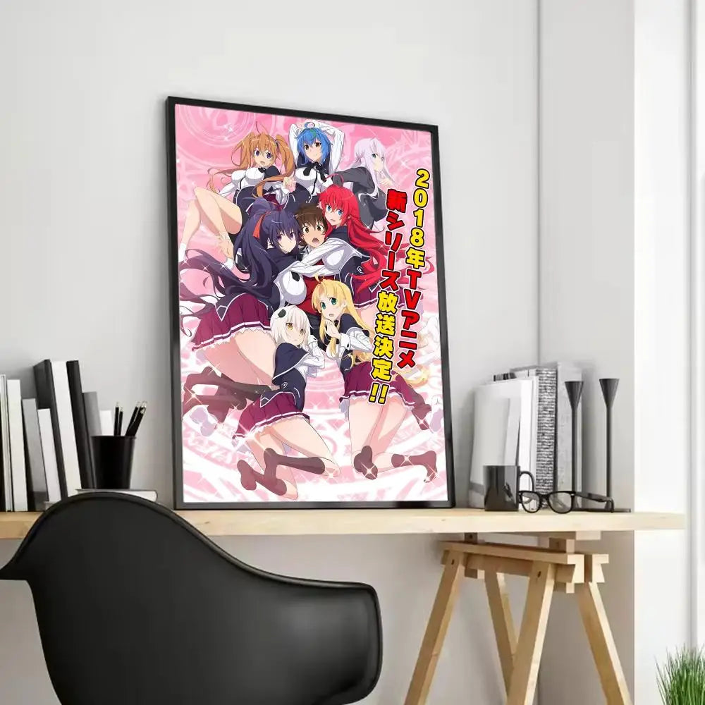 Anime High School DxD Unframed Canvas Wall Art Poster Canvas Wall Art Axl Black1 40X50cmFrameless