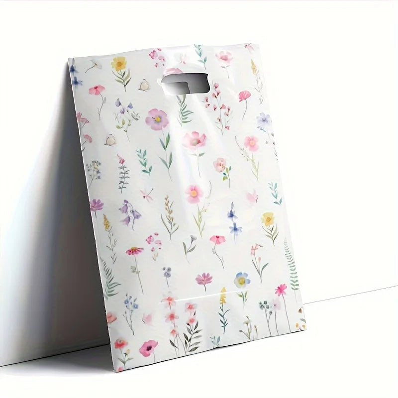 Summer Wildflower Plastic Gift Bags – Floral Butterfly Design 30/50pc Decorative Gift Bags Axl
