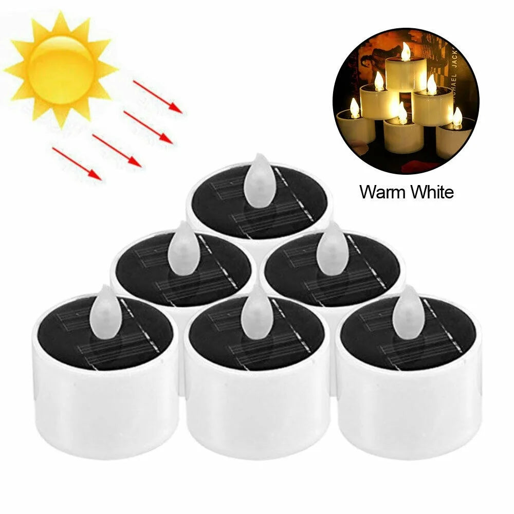 6-Pack Solar Flameless LED Tea Light Candles – Outdoor Waterproof Solar LED Candles Axl 6pcs