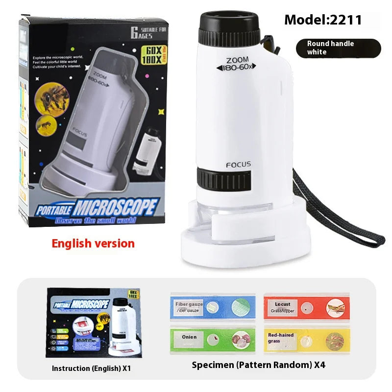 Kids Portable Handheld Microscope 180X – Science Toy Kids Science Microscope Axl WHITE