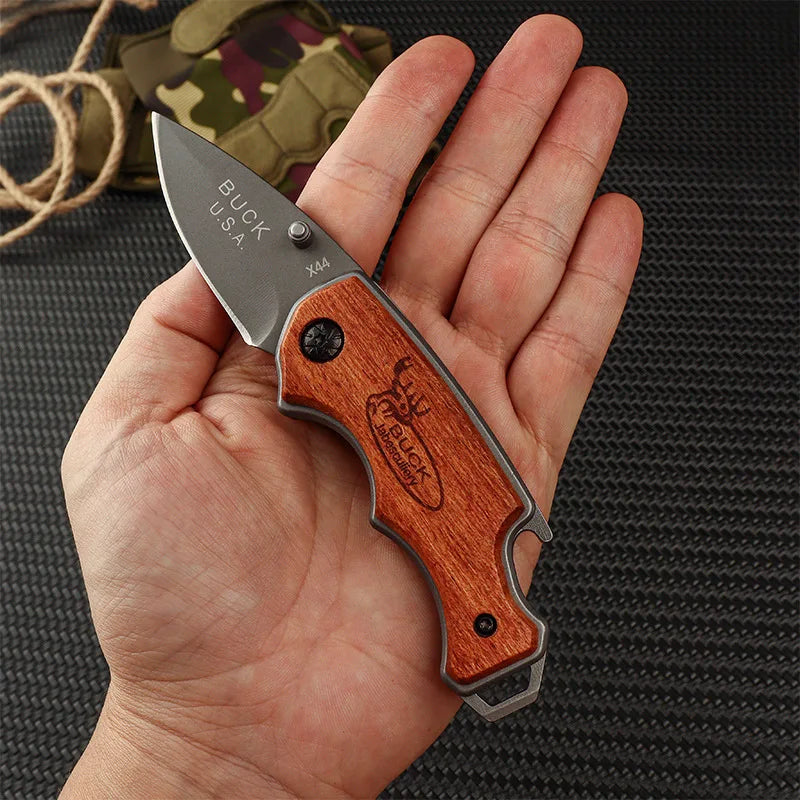 Stainless Steel Folding Pocket Knife – Wood Handle Mini EDC Folding Pocket Knife Axl