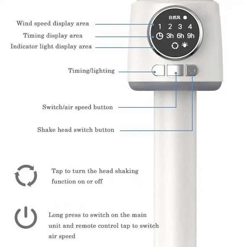 BALASHOV USB Rechargeable Silent Floor Fan with Timer | 12W Rechargeable Floor Fan Axl