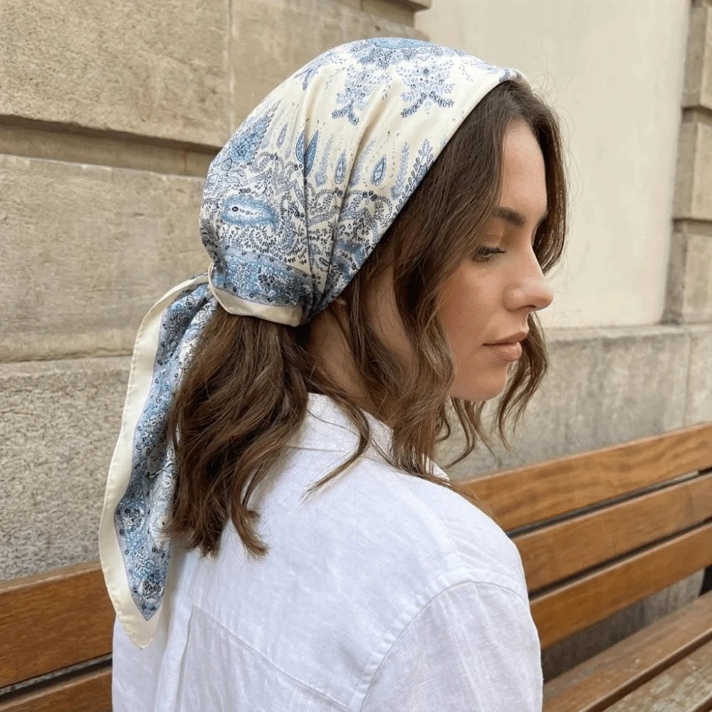 Geometric Print Square Scarf – Hair Wrap & Headband for Women Square Scarf Axl