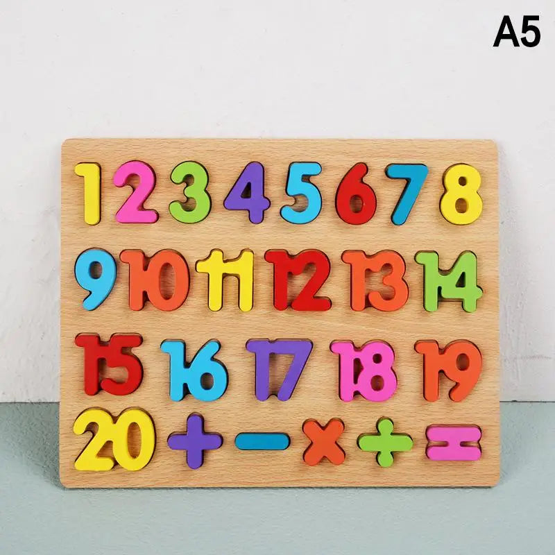 Wooden Alphabet & Number Montessori Puzzle – Kids Learning Toy Wooden Learning Puzzle Axl A5