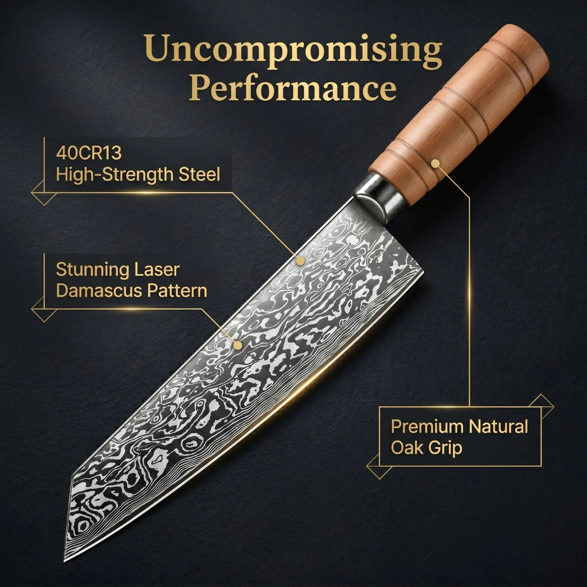 Damascus Chef Knife – 67-Layer 40CR13 Steel & Oak Handle Damascus Chef Knife Axl Kitchen knife