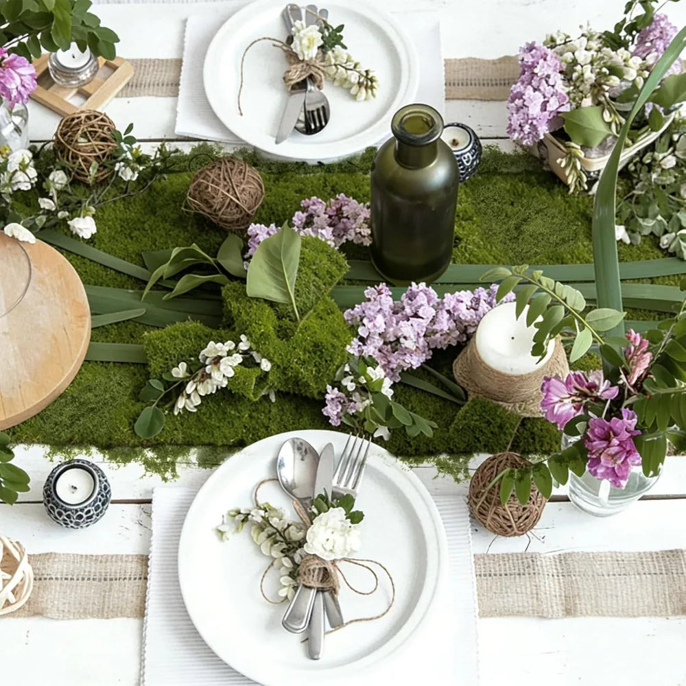 Fake Moss Table Runner – Dark Green Faux Moss Mat for Décor Faux Moss Table Runner Axl