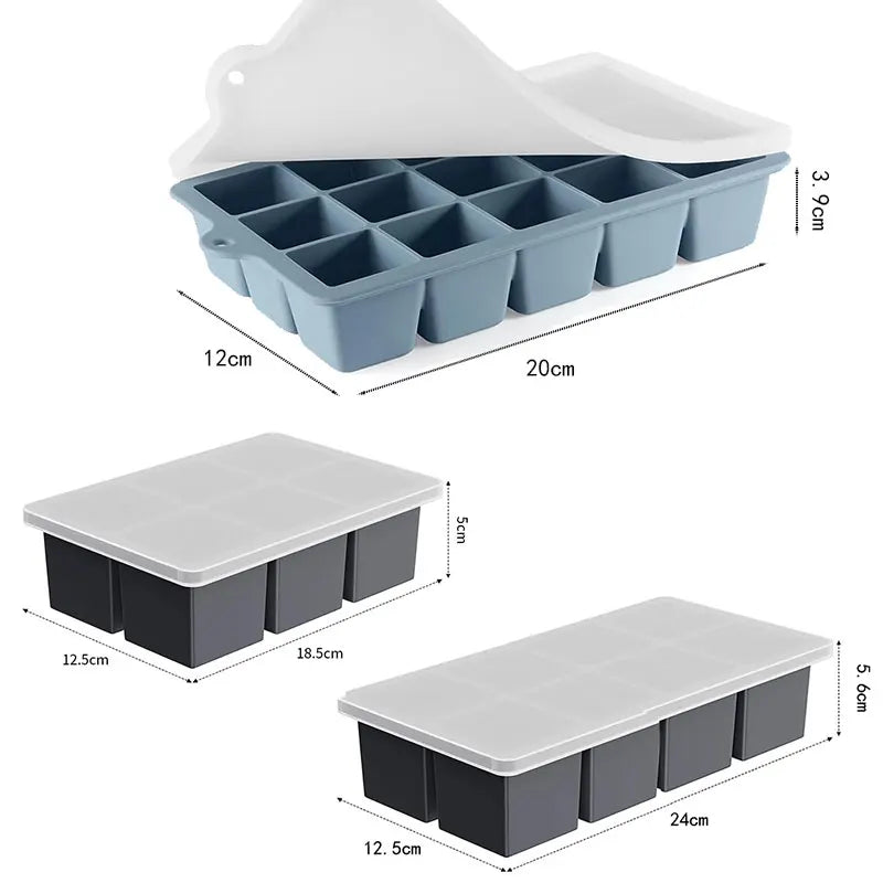 2-Pack Large Silicone Ice Cube Tray with Lid | Whiskey & Cocktails Silicone Ice Cube Tray Axl