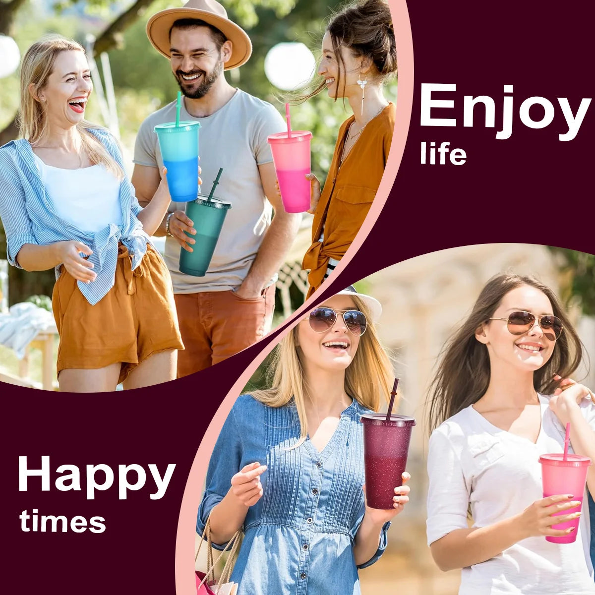 Reusable Acrylic Tumblers with Lids & Straws – 710ml 2/4 Pack Acrylic Tumbler Set Axl