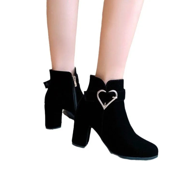 Women's Elegant Ankle Boots – Block Heel Side Zip Ankle Boots Axl