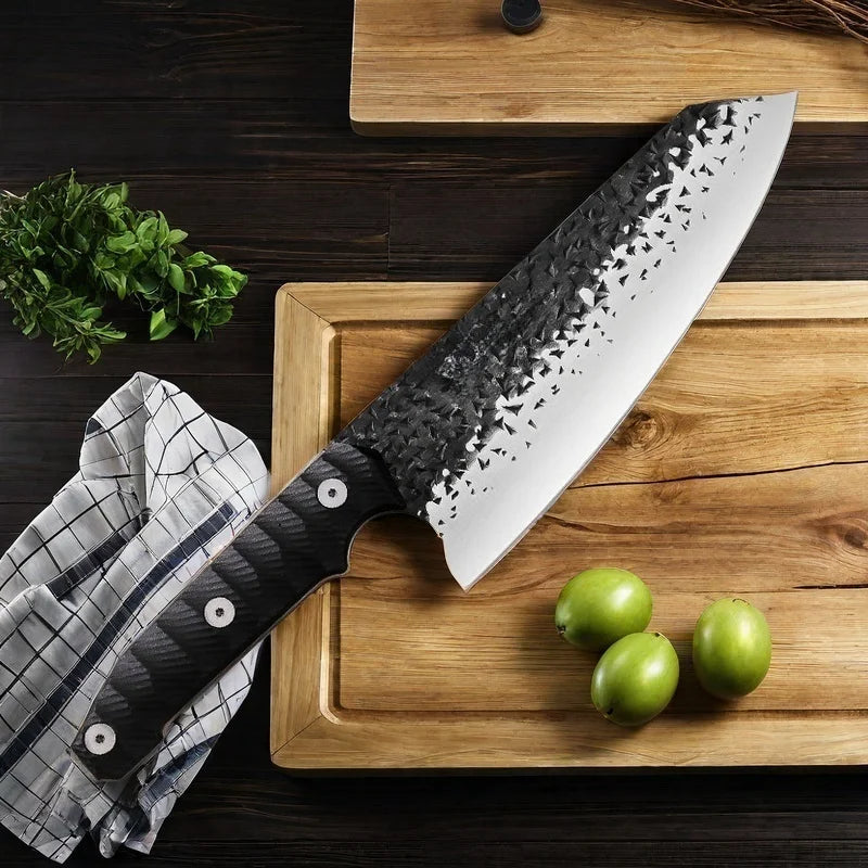 7" Chef's Knife – 4Cr13Mov Steel, Black PAKKA Handle Chef's Knife Axl