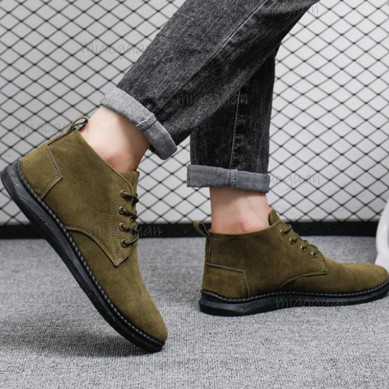 Men's High-Top Lace-Up Ankle Boots – Business Casual Shoes Men's Ankle Boots Axl