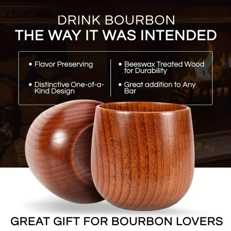 KEMORELA Handmade Jujube Wood Big Belly Cup | Tea & Coffee Wooden Drinkware Cup Axl