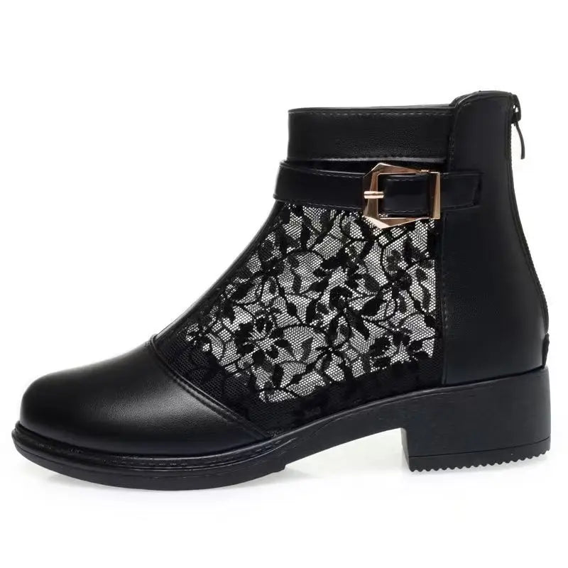 Lorilury Women's Mesh Ankle Boots – Floral Low Heel Booties Women's Ankle Boots Axl