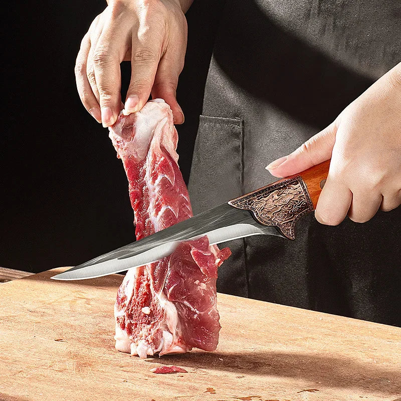 InLeung Stainless Steel Boning Knife – 14.8" Kitchen Utility Boning Kitchen Knife Axl