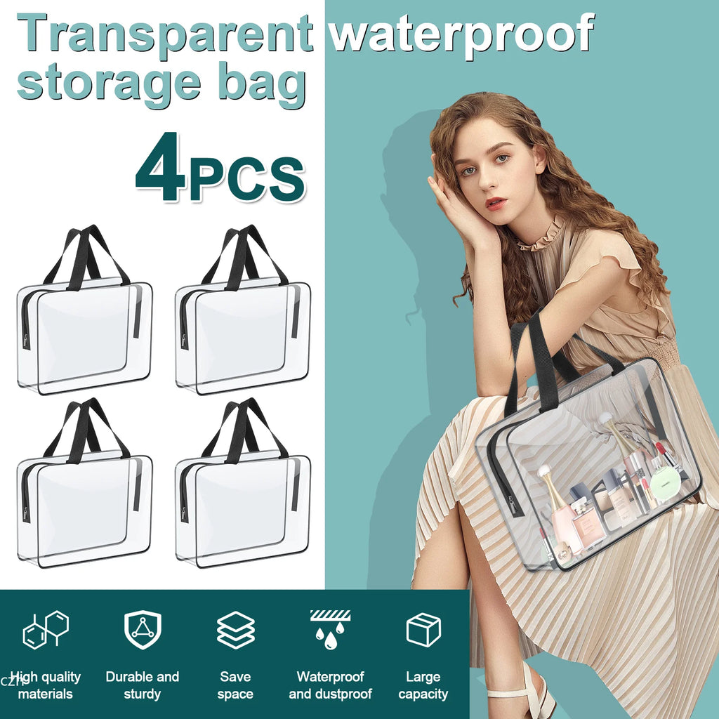 Clear PVC Organizer Bags 4/6 Pcs – Waterproof Zipper Storage Storage Organizer Bags Axl