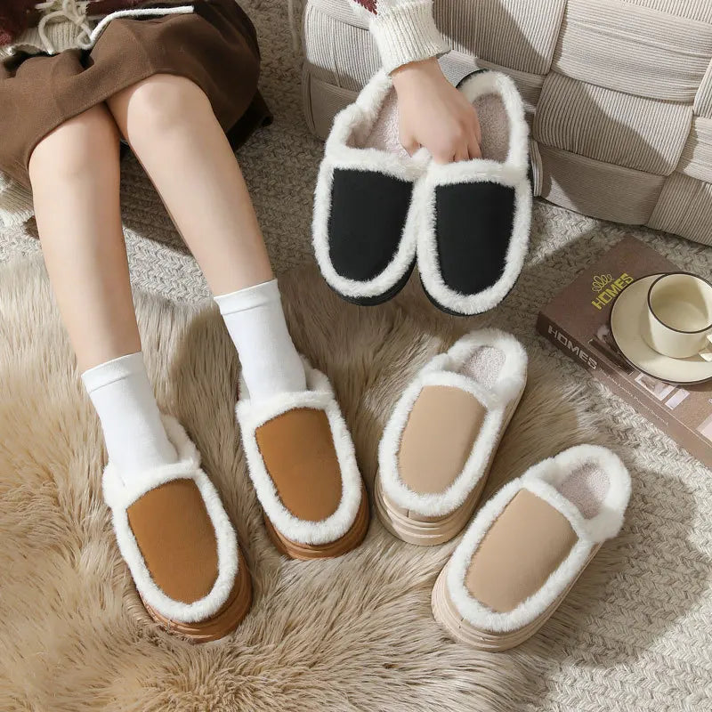 Women's Fluffy Plush Slippers – Plus Size Non-Slip Faux Suede Women's Plush Slippers Axl