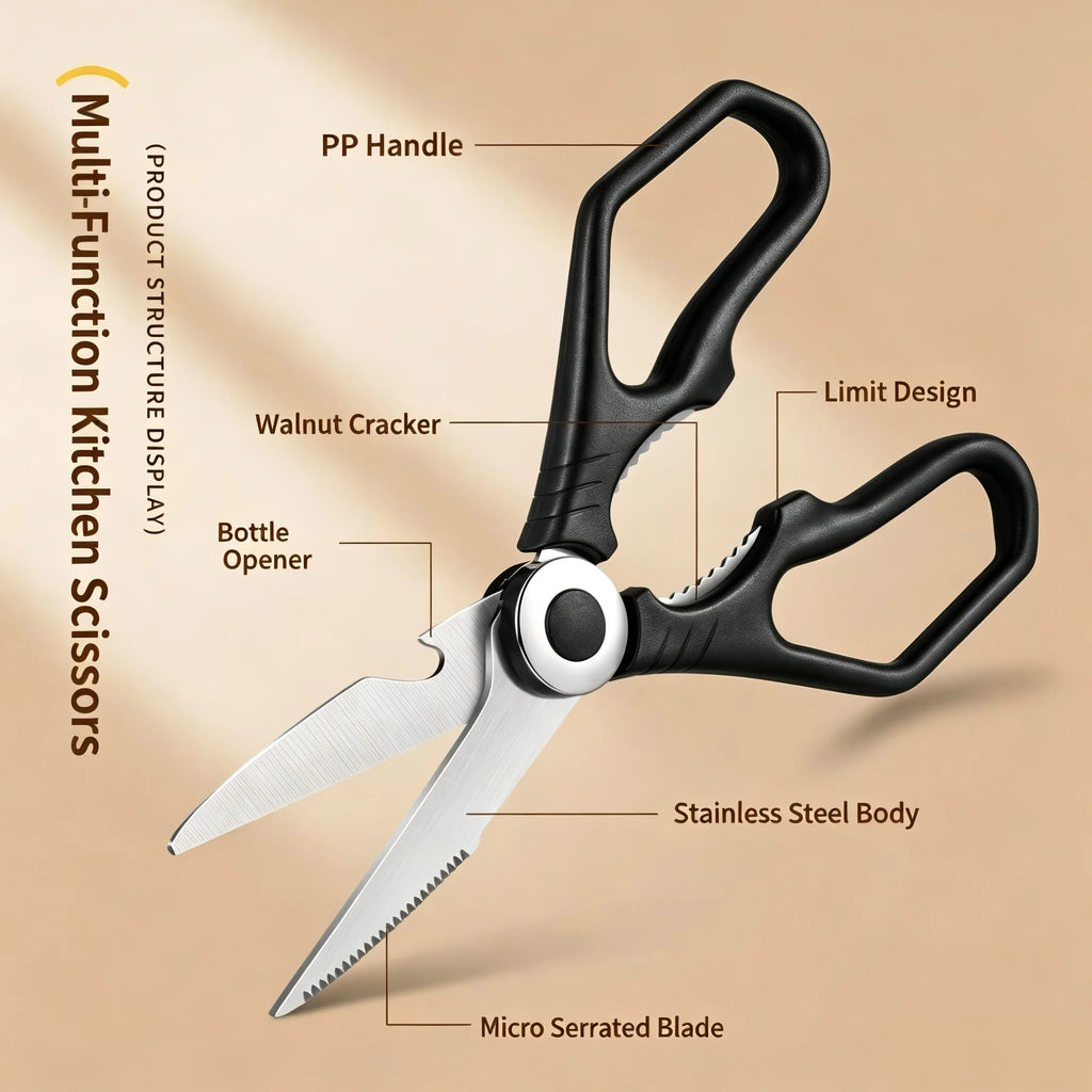 PLYS Stainless Steel Kitchen Scissors | Multifunctional Shears Kitchen Scissors Axl