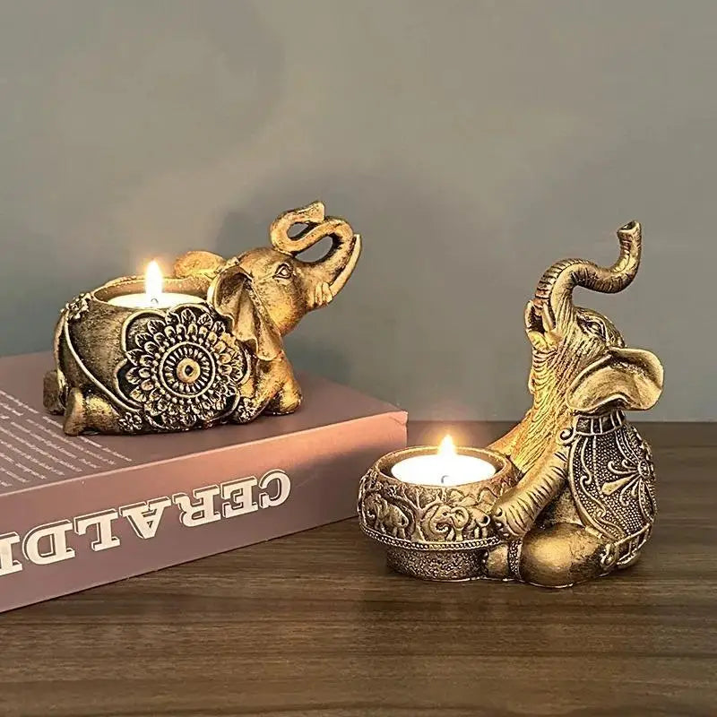 Elephant Trunks Up Tealight Candle Holder – Resin Home Decor Tealight Candle Holder Axl