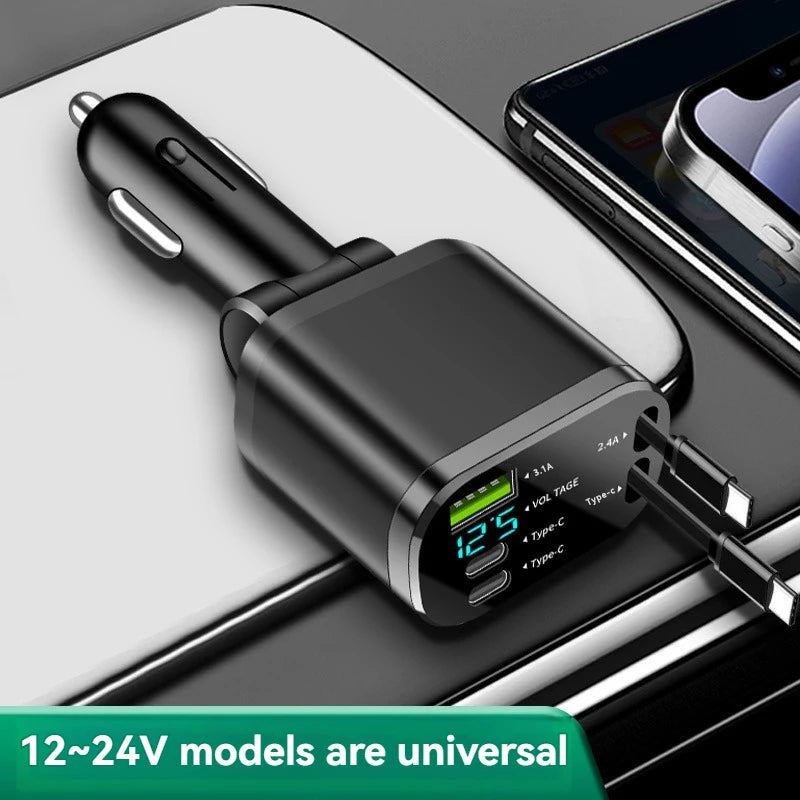 Elough 5-in-1 Retractable Car Charger – 30W Fast Charging Car Charger Adapter Axl