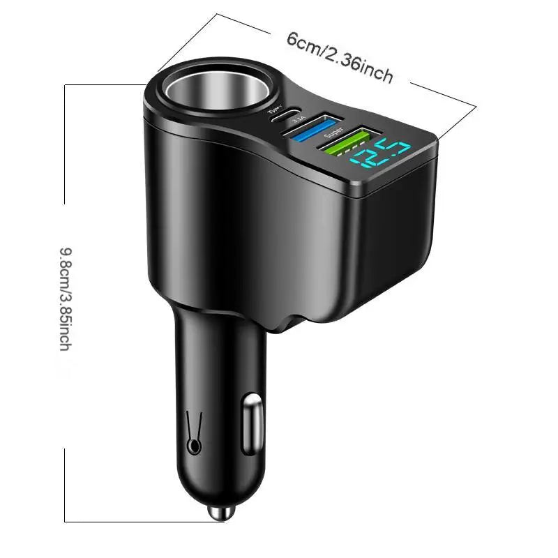 66W Dual USB Car Charger with Digital Display | 3-in-1 Car Charger Axl