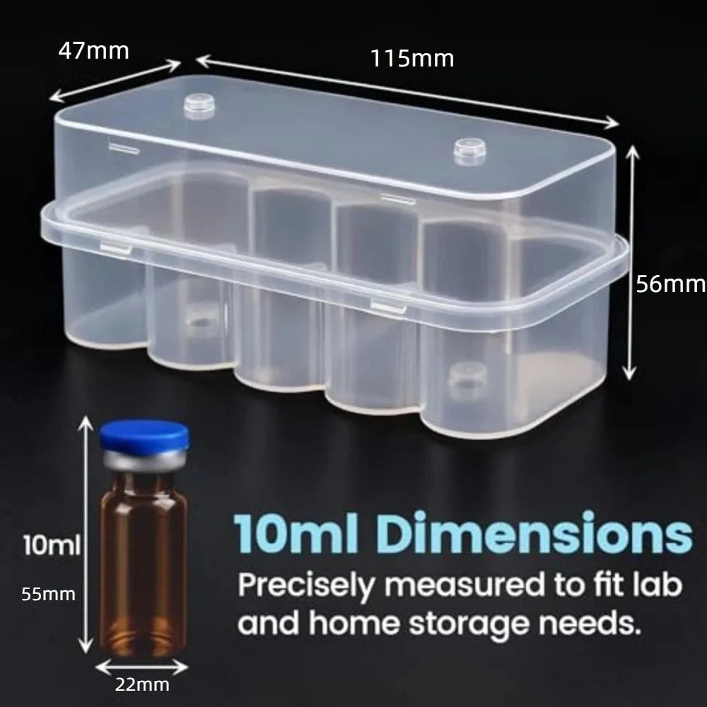 10-Slot Vial Storage Box – Stackable Fridge & Freezer Organizer Vial Storage Case Axl