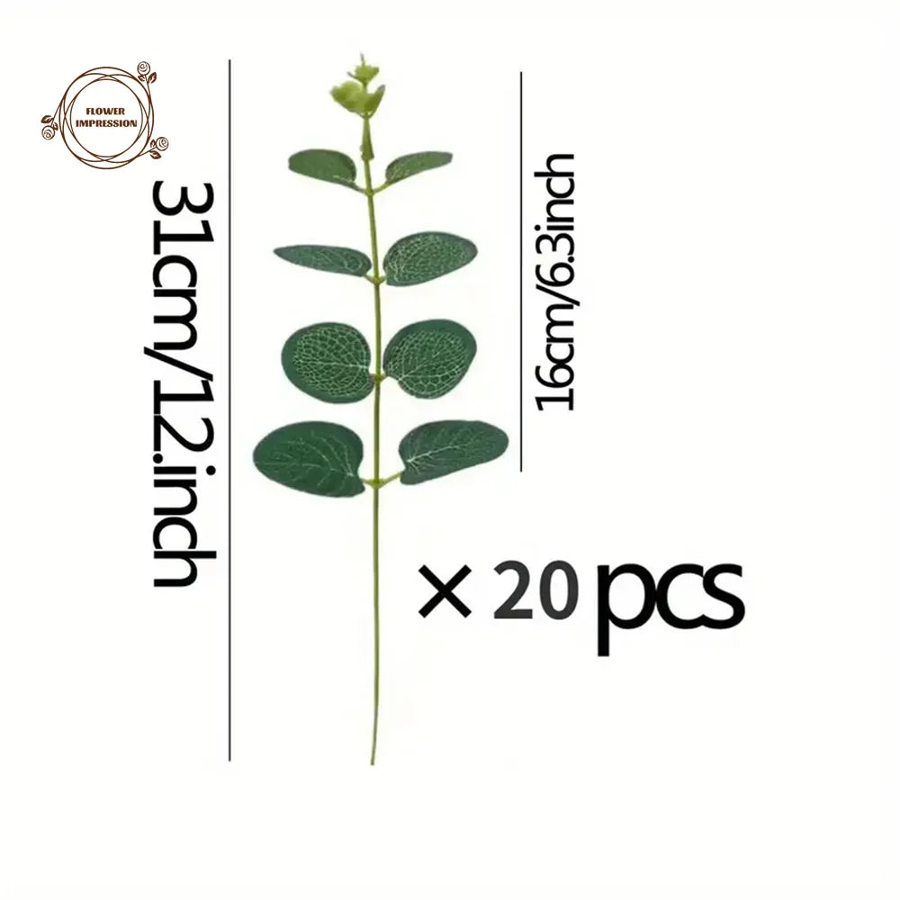 Artificial Eucalyptus Stems – Silver Dollar Leaves 20/50 PCS Artificial Plant Stems Axl
