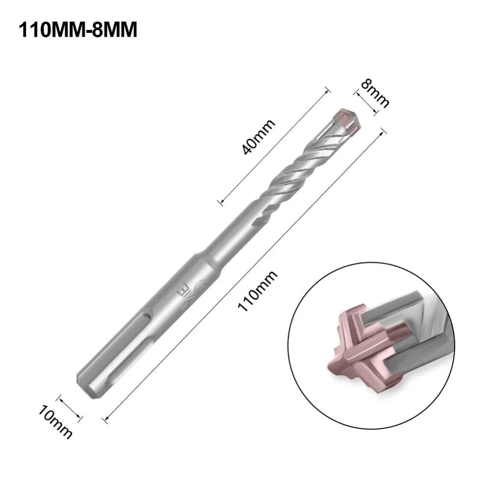 SDS Plus Concrete Drill Bit 4-Cutter Cross Tip 5–12mm Masonry Drill Bit Axl 8x110mm