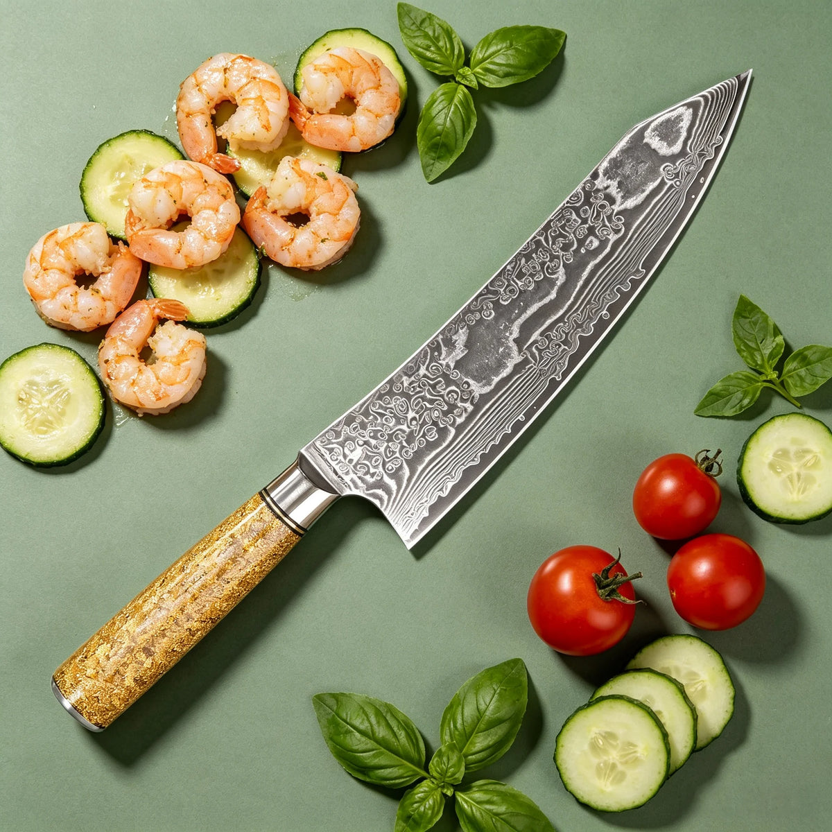 Damascus Steel 67-Layer Kiritsuke Chef Knife – 8" Blade Damascus Chef Knife Axl
