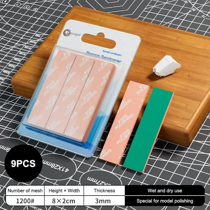 Wet/Dry Sponge Sandpaper Set 9/12 Pcs – #400 to #2000 Grit Sanding & Polishing Kit Axl 1200 Mesh