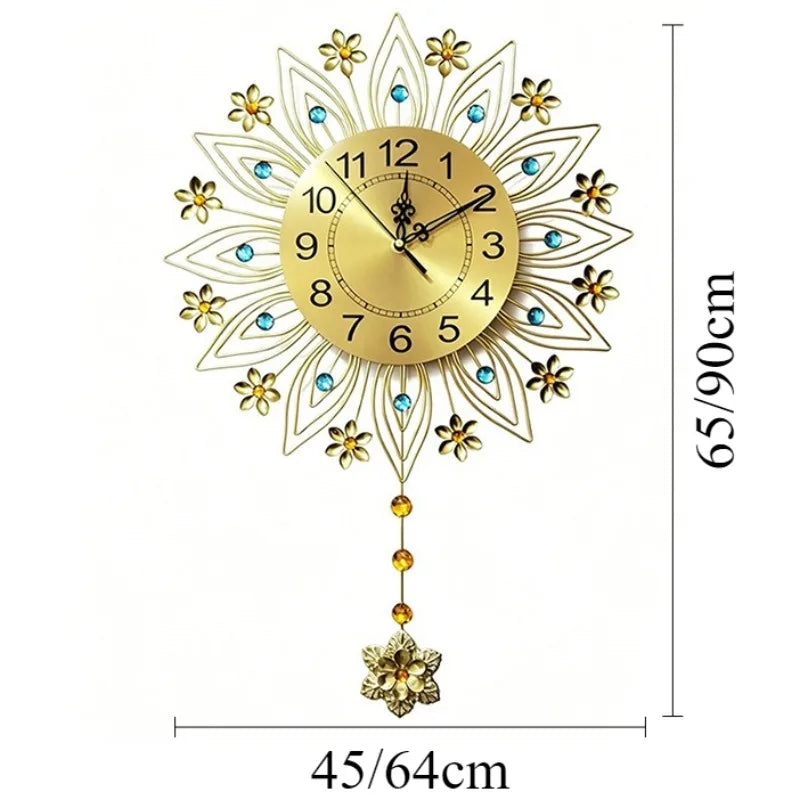 Modern Luxury Sunburst Wall Clock – Silent Gold Minimalist Decorative Wall Clock Axl