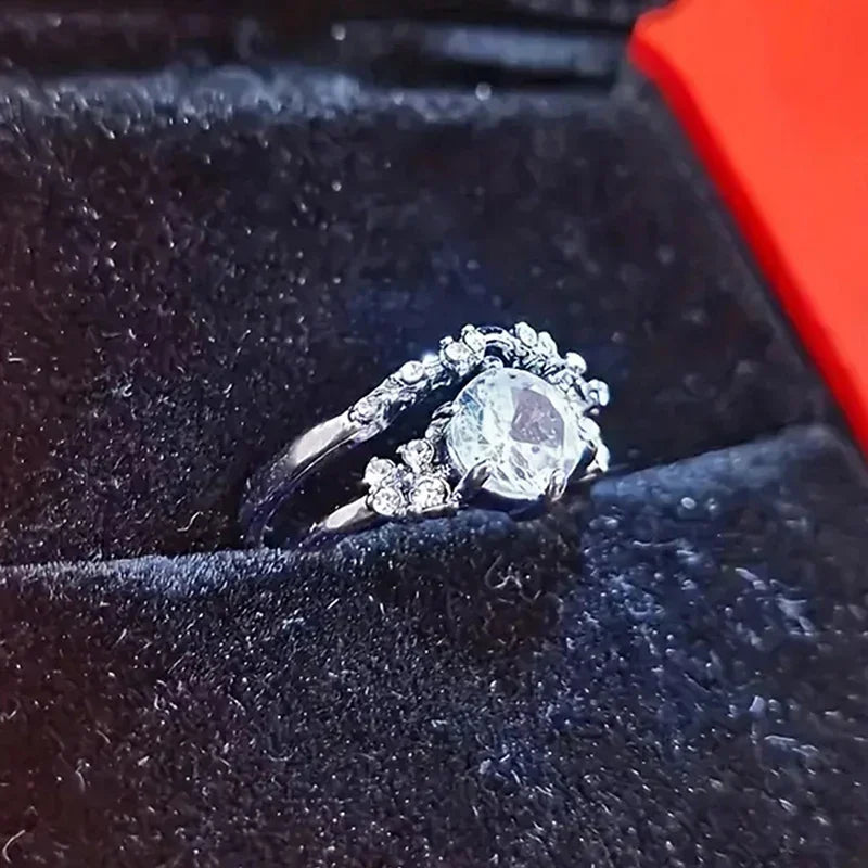 Huitan 2-Piece Cubic Zirconia Bridal Ring Set for Women Bridal Ring Set Axl