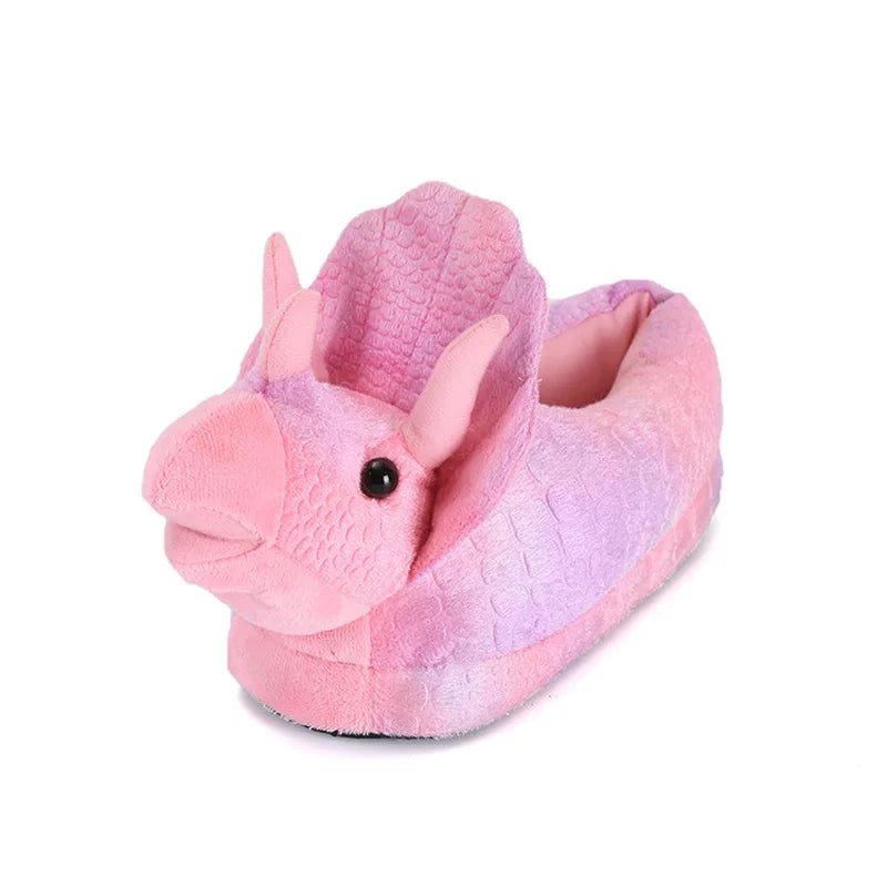 Dinosaur Furry Slippers – Kids & Adult Animal Slides Animal Plush Slippers Axl