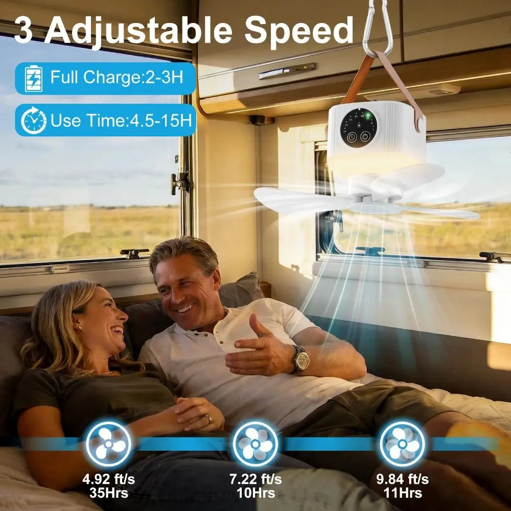 Rechargeable Ceiling Fan with LED Light & Remote Control Ceiling Fan Light Axl