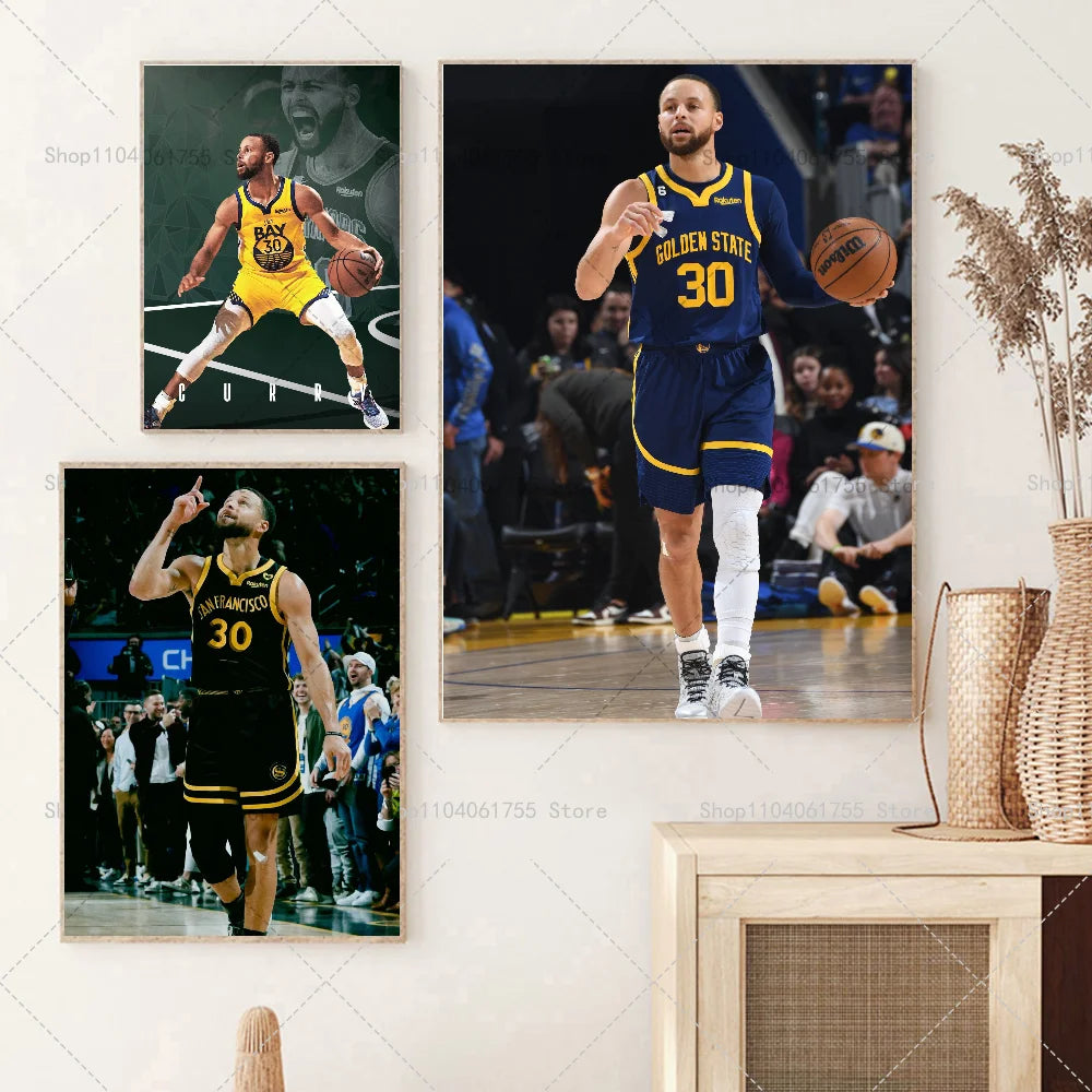 Stephen Curry Basketball Poster – Self-Adhesive Waterproof Wall Art Wall Art Poster Axl