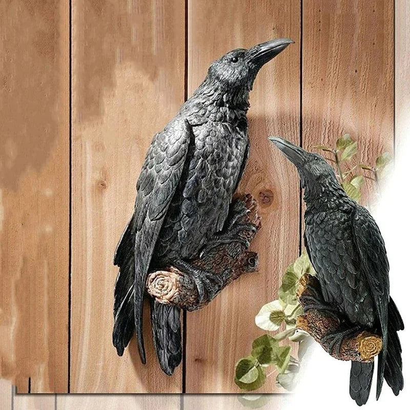 Resin Raven Crow Statue – Halloween & Garden Bird Sculpture Resin Bird Sculpture Axl