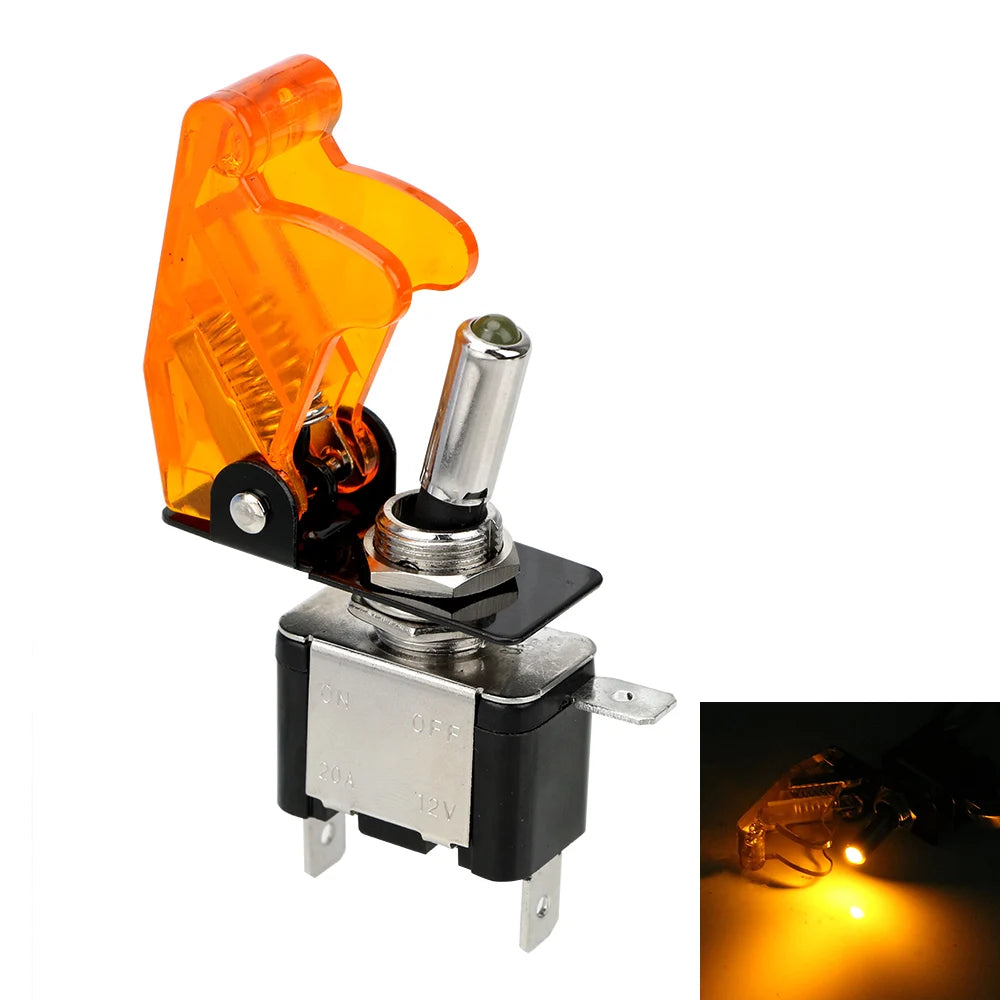 12V 20A LED Toggle Switch with Cover – SPST On/Off Car Switch Automotive Toggle Switch Axl YELLOW