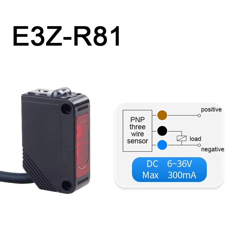E3Z-D62 Infrared Diffuse Photoelectric Switch Sensor DC12-24V Photoelectric Switch Sensor Axl E3Z-R81