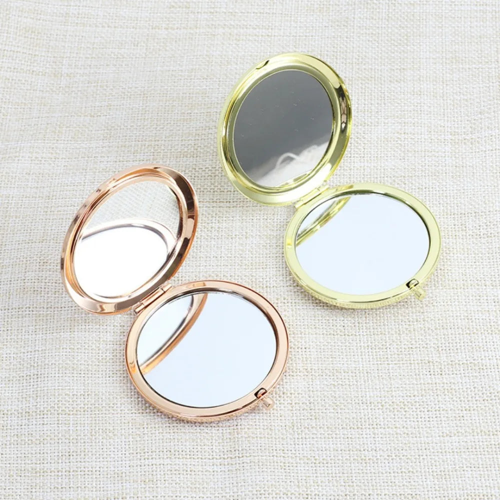 Double-Sided Folding Compact Makeup Mirror – Metal Travel Compact Makeup Mirror Axl