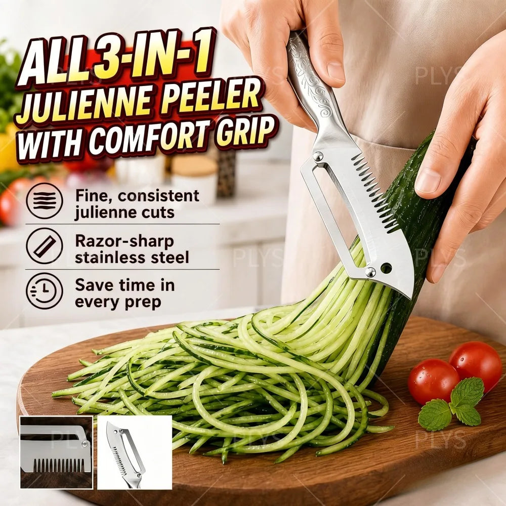 PLYS 3-in-1 Paring Knife & Vegetable Peeler | Stainless Steel Paring Knife Peeler Axl
