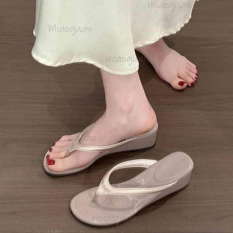 Women's Platform Wedge Flip Flops – Clip Toe Summer Slippers Platform Wedge Slippers Axl