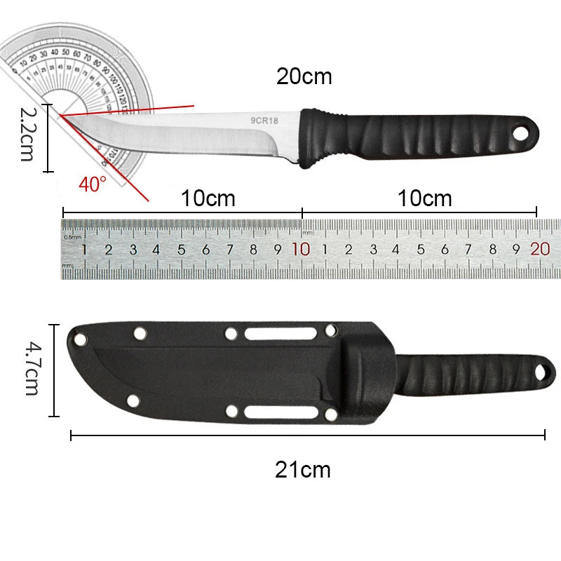 Stainless Steel Camping Knife with Sheath – 20cm Outdoor Blade Camping Knife Axl