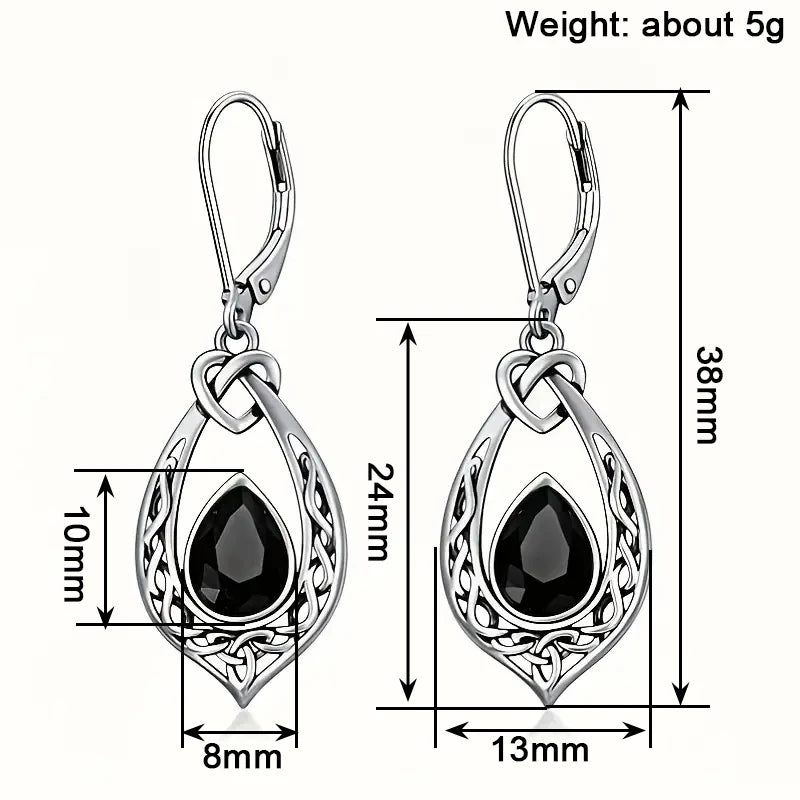 Huitan Vintage Heart Knot Drop Earrings | Cubic Zirconia Women Drop Earrings Axl