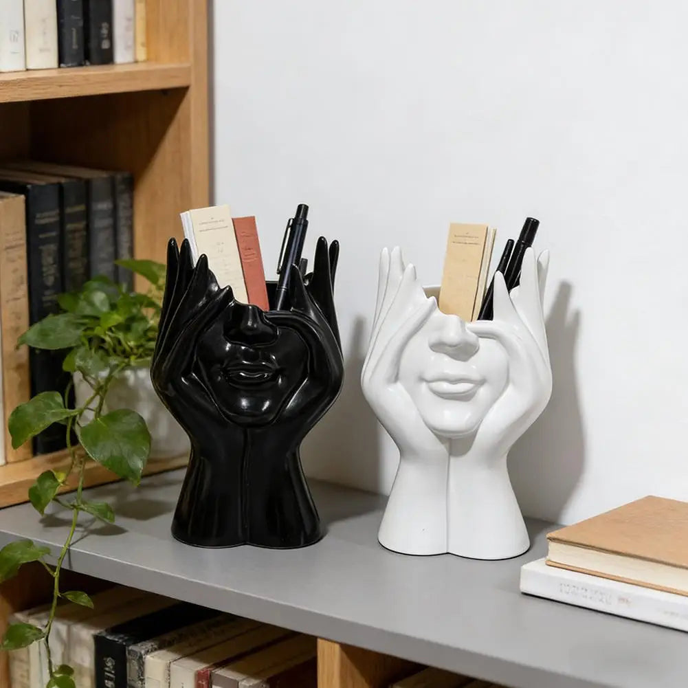 Abstract Human Face Desk Organizer – Pen & Makeup Brush Holder Desk Organizer Axl