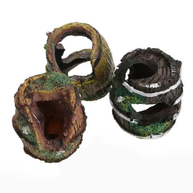 Aquarium Resin Barrel Cave Ornament – Fish Tank Decoration Aquarium Ornament Axl