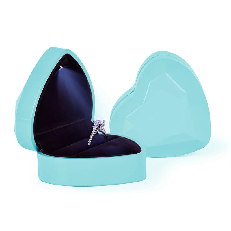 Heart Shape LED Light Ring Box – Jewelry Gift Storage Case LED Jewelry Box Axl